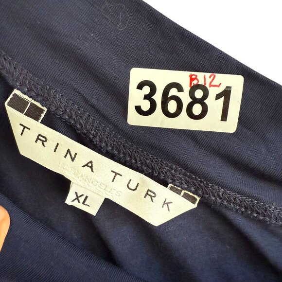 Trina Turk One Shoulder Marine Tank Top Women's Size XL Blue Stretch Party - Picture 2 of 5